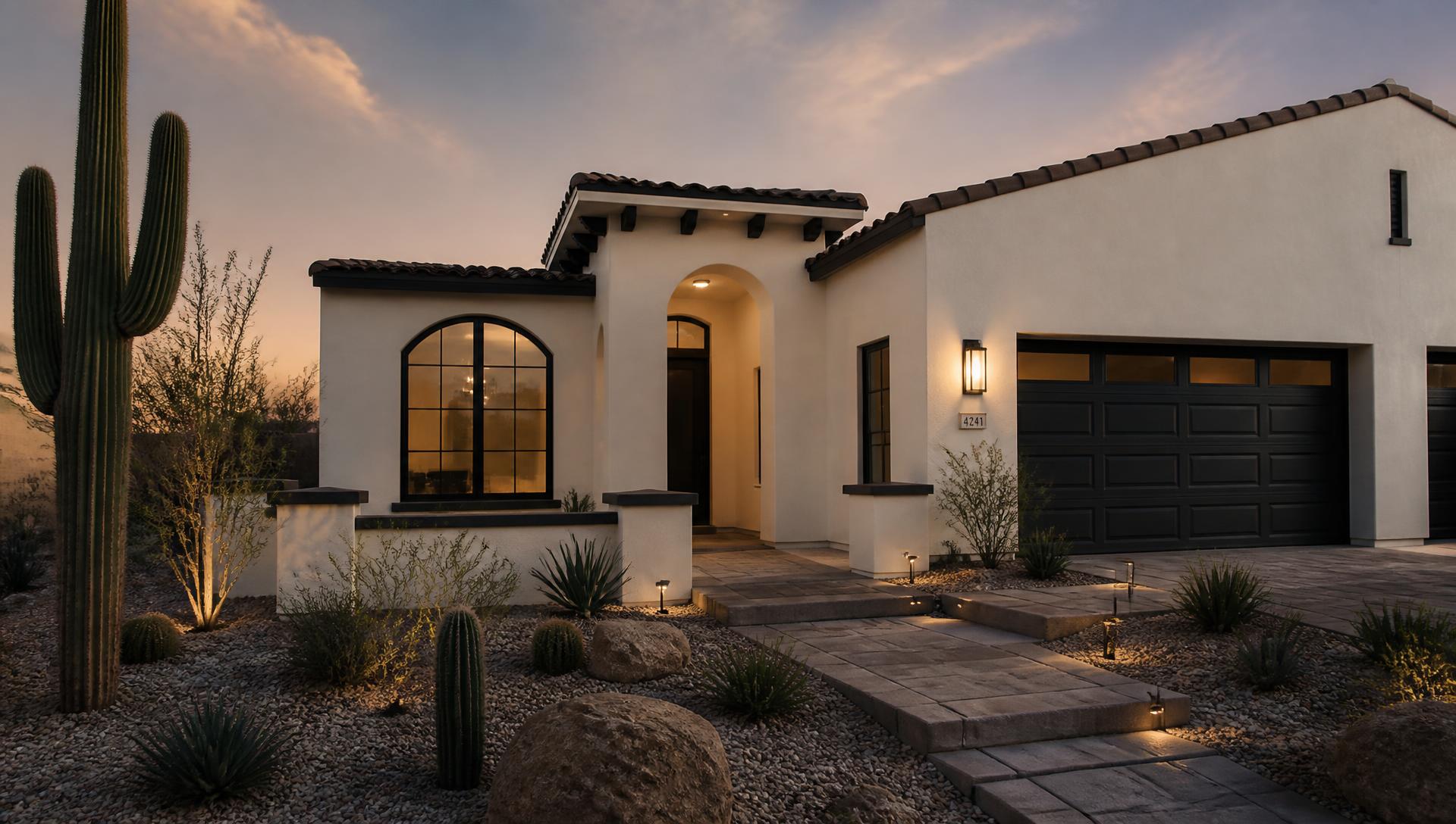 Freshly painted modern Phoenix home exterior